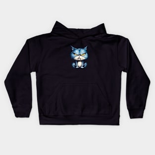 funny blue cat Kids Hoodie